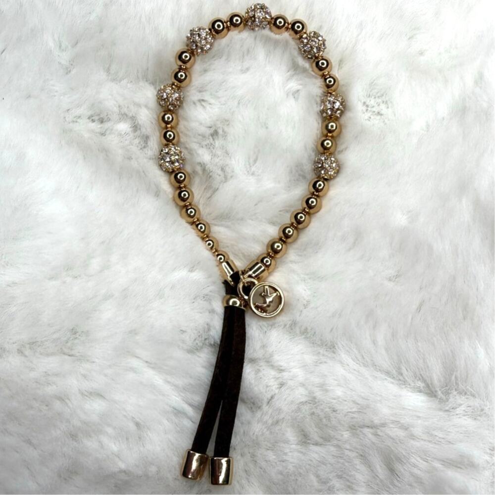 Michael Kors Gold-Tone Beaded Stretch Bracelet